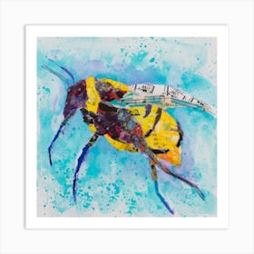 Painting Collage Colorful Bee And Nature Square Art Print
