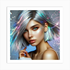 Girl With Silver Hair Art Print