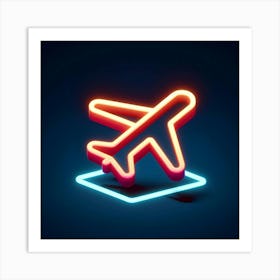 Neon Airplane Icon 1 Art Print