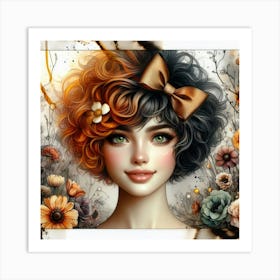 Girl With Flowers 6 Art Print