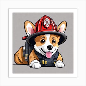 Corgi Firefighter 4 Art Print