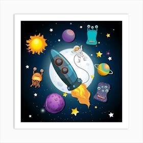 Space Rocket Art Print