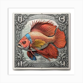 Colourful Fighting Fish Vintage Art Print Art Print