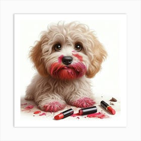 Puppy With Lipstick Art Print