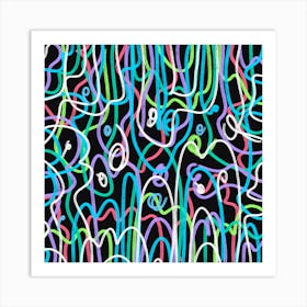 Neon Abstract Shapes Art Print