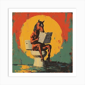 Horse Reading Newspaper 9 Art Print