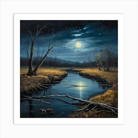 Moonlight River Art Print