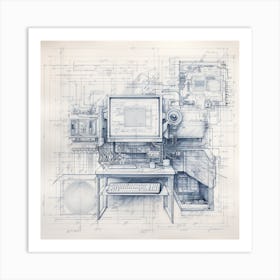 Igiracer Old Pc Blueprint 6 Art Print