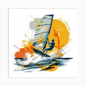 A Windsurfing Vector Design Illustration 1718707331 3 Art Print