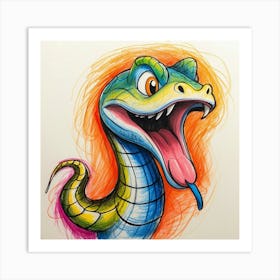 Snake Drawing 2 Art Print