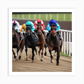 Jockeys Racing In A Race 5 Art Print