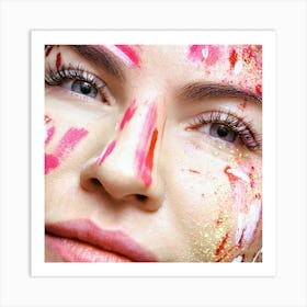 Close Up Of A Woman With Makeup Art Print