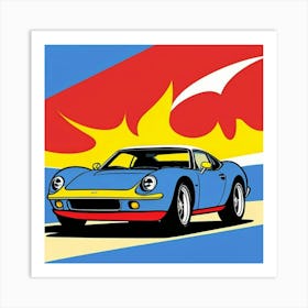 Racing Through Retro Cityscape Design Art Print