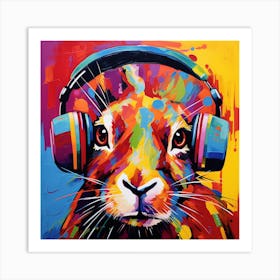 Rabbit With Headphones 2 Art Print