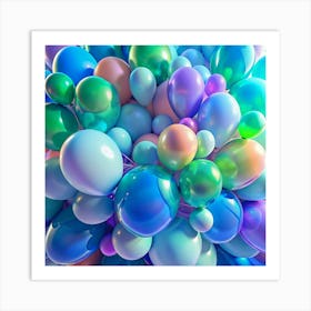 Abstract Balloon Cluster Blue, Green, Pink Art Print