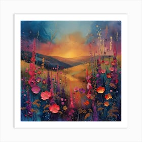 Sunset In The Meadow Art Print