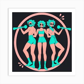 Three Girls In Shorts 2 Art Print