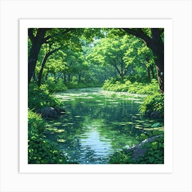 River In The Forest Art Print