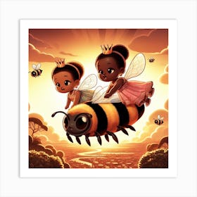 Bee And Kids Art Print