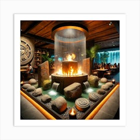 A Sacred Fire & Water Pit Centerpiece Located At T Art Print