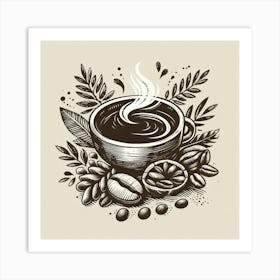 Illustration coffee bens Art Print