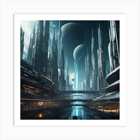 Futuristic City Blue I Art Print