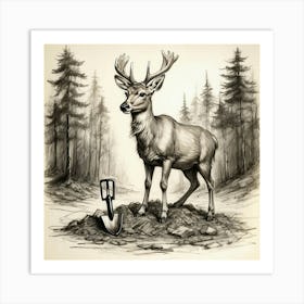 Deer In The Woods 128 Art Print