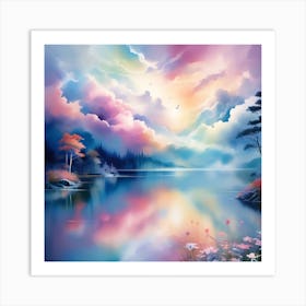 Sunset Over The Lake Art Print