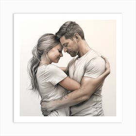 Lovely couple hugging each other Art Print