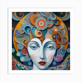 An Bas Relief Abstract Composition Of A Woman Bu Art Print