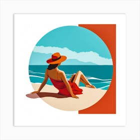 Woman Enjoying The Sun At The Beach 5 Art Print