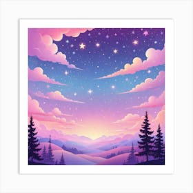 Sky With Twinkling Stars In Pastel Colors Square Composition 174 Art Print