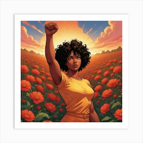 Comic Style The Raised Fist Of A Determined Africa Art Print