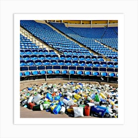 Stadium Rubbish Litter Trash Debris Pollution Garbage Waste Environment Cleanup Waste Man (19) Art Print