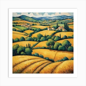 Fields Of Gold Painting Inspired By Paul Cezanne Art Print 1 Art Print