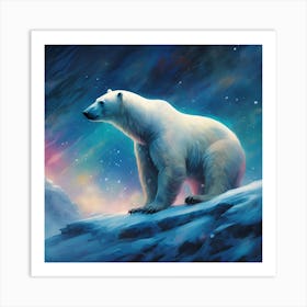 Polar Bear against the Night's Sky Art Print