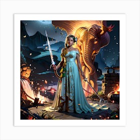 Woman With A Sword Art Print