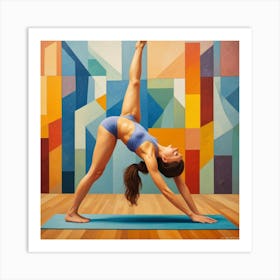 Standing Ack Bend Pose Cubism Style Art Print