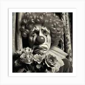 Clown With Flowers 2 Art Print