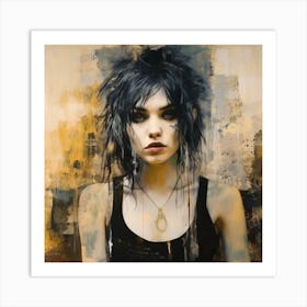 Girl With Black Hair Art Print