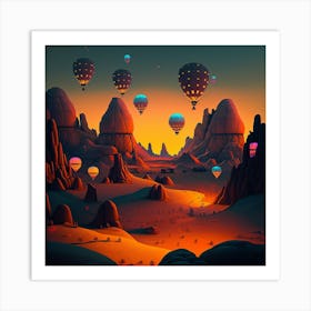 Hot Air Balloons In The Desert Art Print