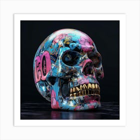 Skull With Flowers 2 Art Print