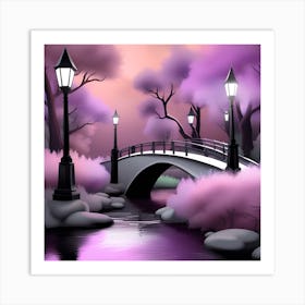 Bridge In The Park Landscape 6 Art Print