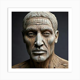 Firefly Weathered Wooden Sculpture Carved With Human Features 30947 (2) Art Print