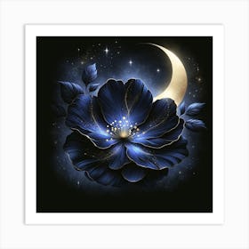 Moon And Flower Art Print