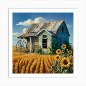 Sunflowers In The Field 4 Art Print