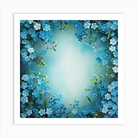 Blue Flowers Frame Art Print