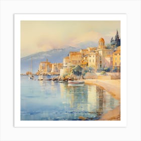 Sunset Embrace: Italian Coastal Impression Art Print