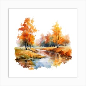 Watercolor Autumn Landscape 8 Art Print