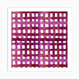 Watercolor Magenta Grid Art Print